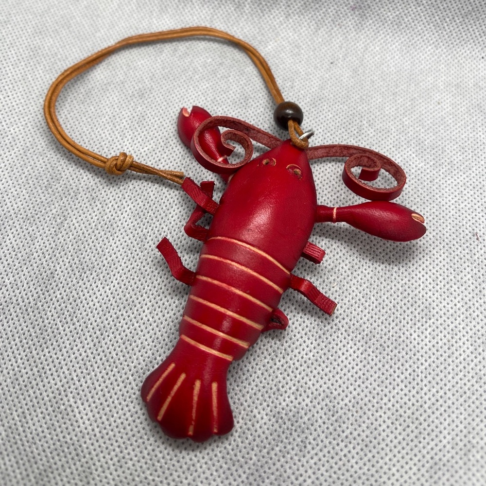Red Lobster Leather bag charm key charm